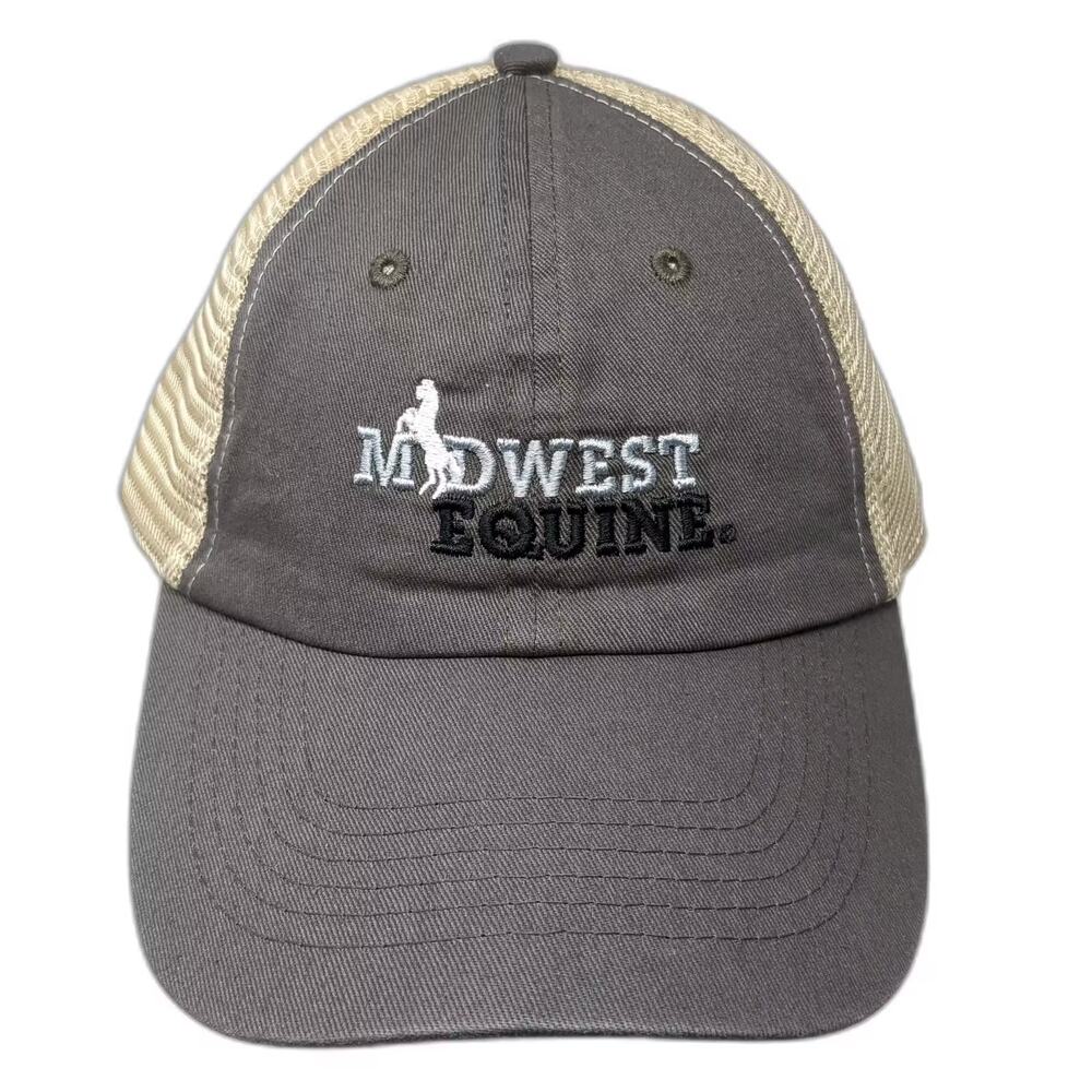 Image-N Trucker Hat Gray Beige OS Midwest Equine Embroidered Snapback Mesh